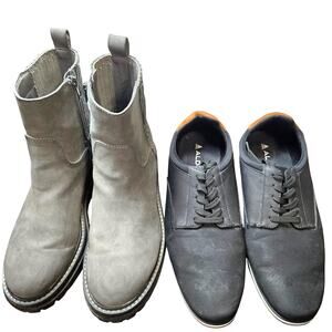 Aldo + More Size 8  Men's Ankle Boot and Flats Lot of 2 Pairs Bulk Shoes